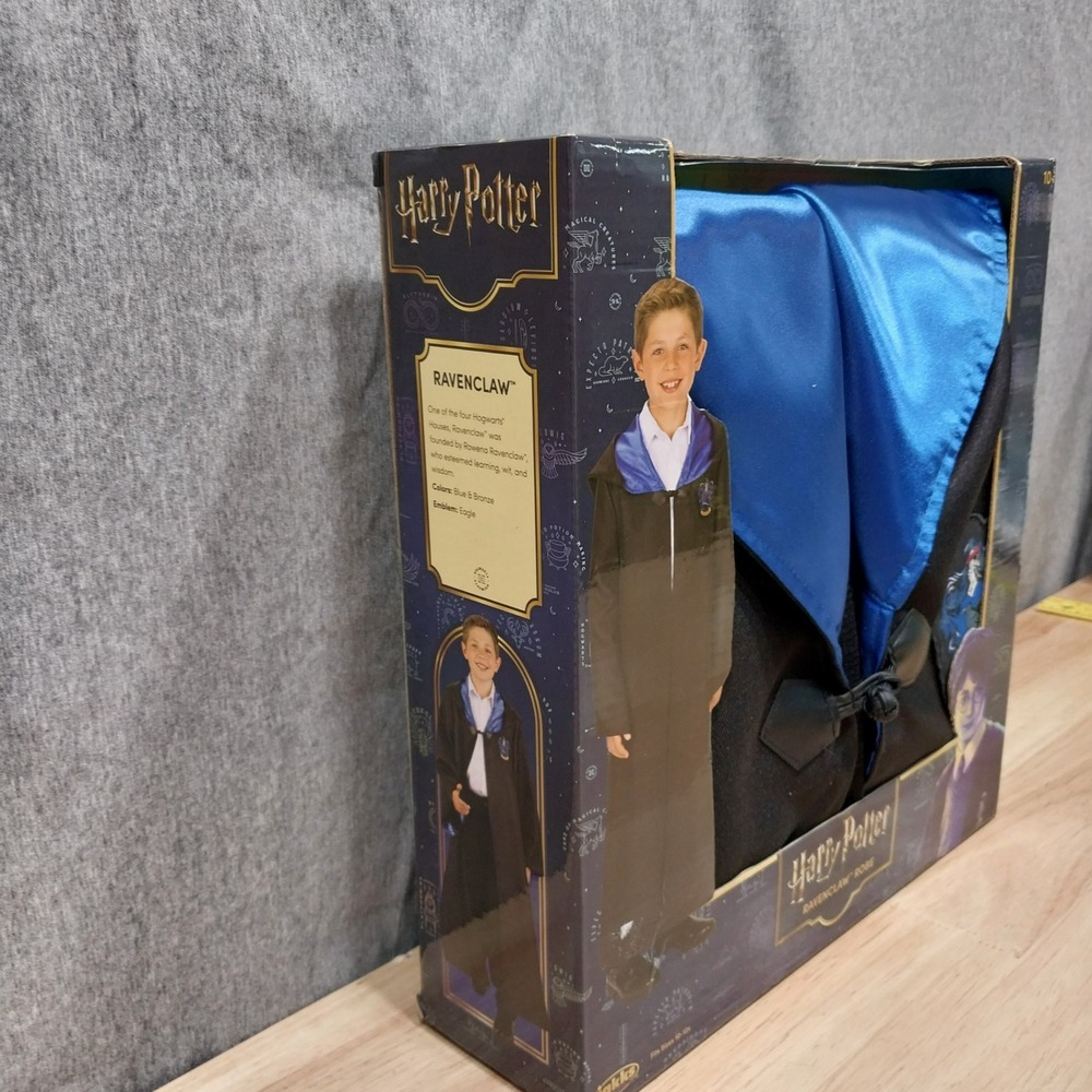 Harry Potter Ravenclaw Robe Kids Hooded Costume Wand Pocket 10-12x Black Blue - Picture 6 of 7